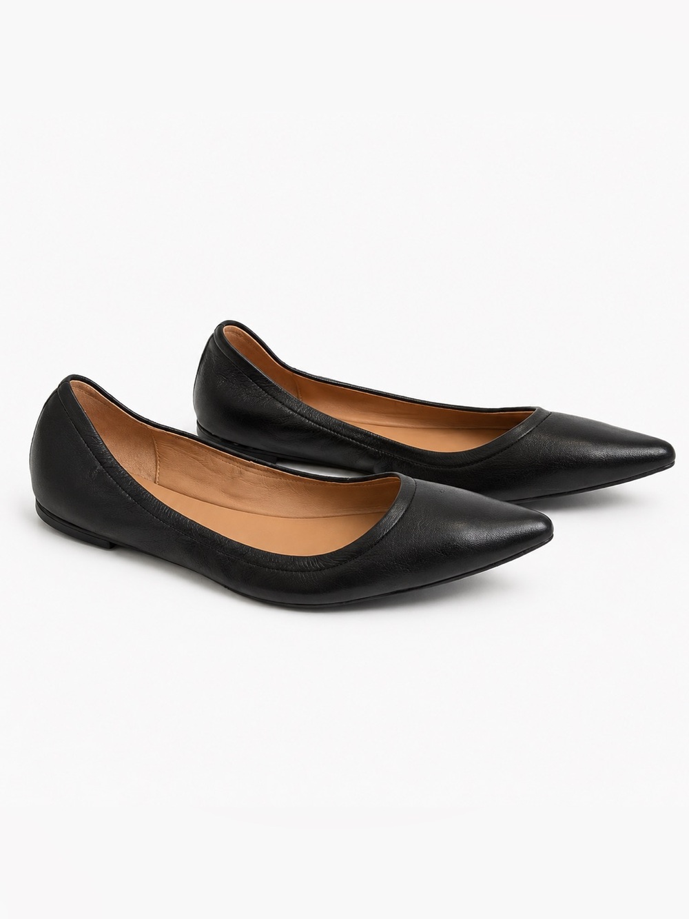 Linea Paolo Black Leather Pointed Toe Ballet Flats Size 7.5